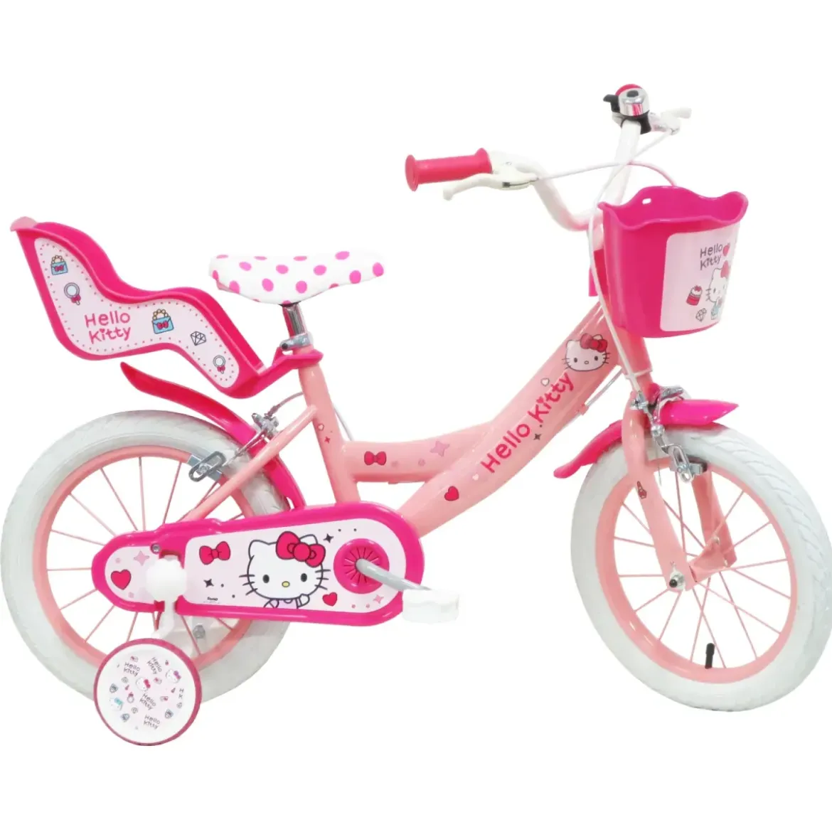 Bicicletta per Bambini 14" Hello Kitty Rosa Rotelle Removibili Acciaio