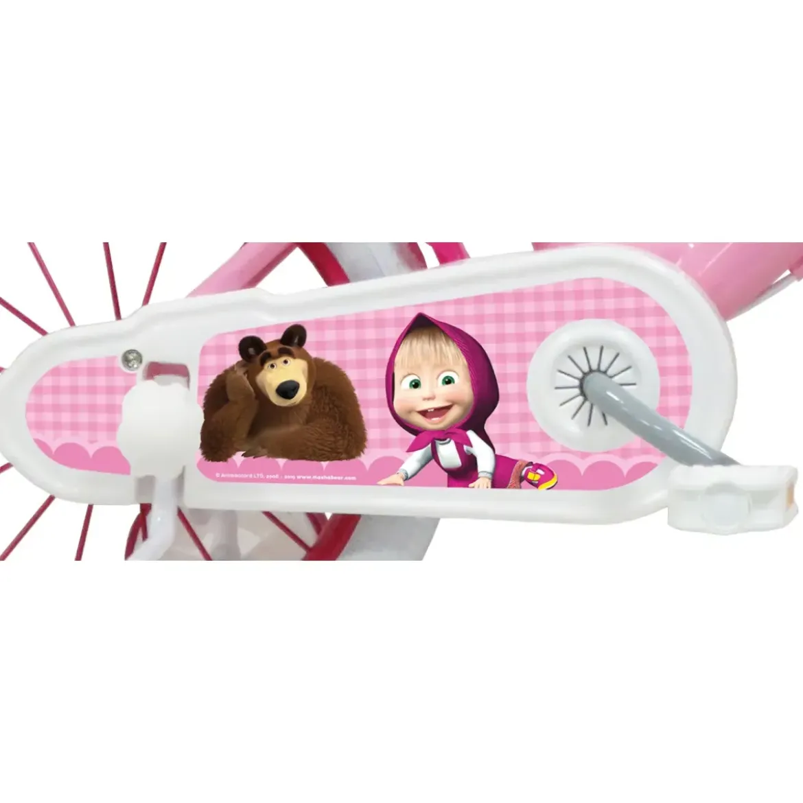 Bicicletta per Bambini 14" Masha e Orso Bianco con Portabambola Rotelle