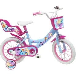 Bicicletta per Bambini My Little Pony 14" Azzurro con Rotelle Cestino