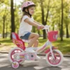 Bicicletta per Bambini 12" Rosa Unicorno Rotelle Removibili Cestino