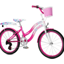 Bicicletta per Bambini Rosa 20" V-Brake Cestino Portapacchi City Bike