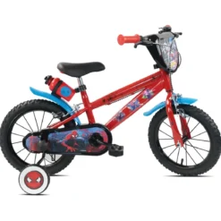 Bicicletta per Bambini Spiderman Marvel 14" Rosso Rotelle Removibili