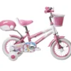 Bicicletta per Bambini 12" Unicorno Rosa Bianco con Rotelle Cestino