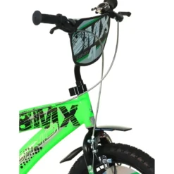 Bicicletta 16 Pollici BMX 4 5 6 7 Anni da Bambino Rotelle Nero Verde