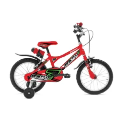 Bicicletta 14 Pollici da Bambino con Rotelle Pedali Bici Mountain Bike MTB Rossa