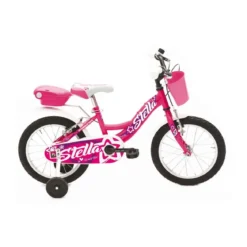 Bicicletta 14 Pollici da Bambina Rosa con Rotelle Pedali Cestino Bici per Bimbe