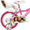 Bicicletta Rotelle Barbie 14" per Bambini Rosa con Cestino Seggiolino