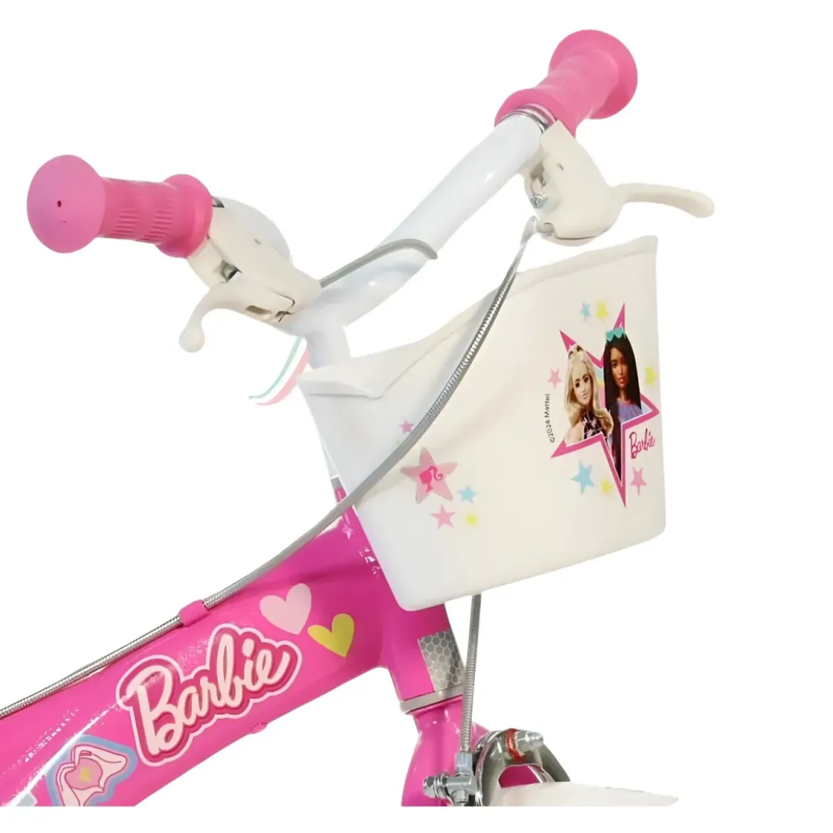 Bicicletta Rotelle Barbie 14" per Bambini Rosa con Cestino Seggiolino