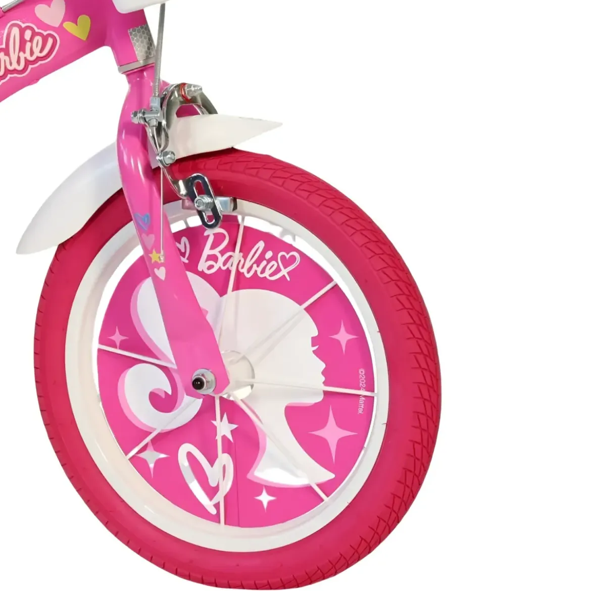 Bicicletta Rotelle Barbie 14" per Bambini Rosa con Cestino Seggiolino