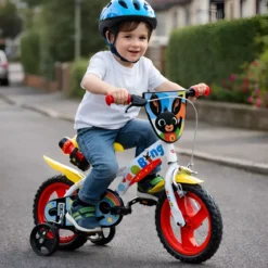 Bicicletta Rotelle Bing 12" per Bambini Bianco Porta Borraccia Gomma EVA