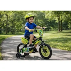 Bicicletta Rotelle per Bambini 16" Dinosaur T-Rex Nero Doppio Freno