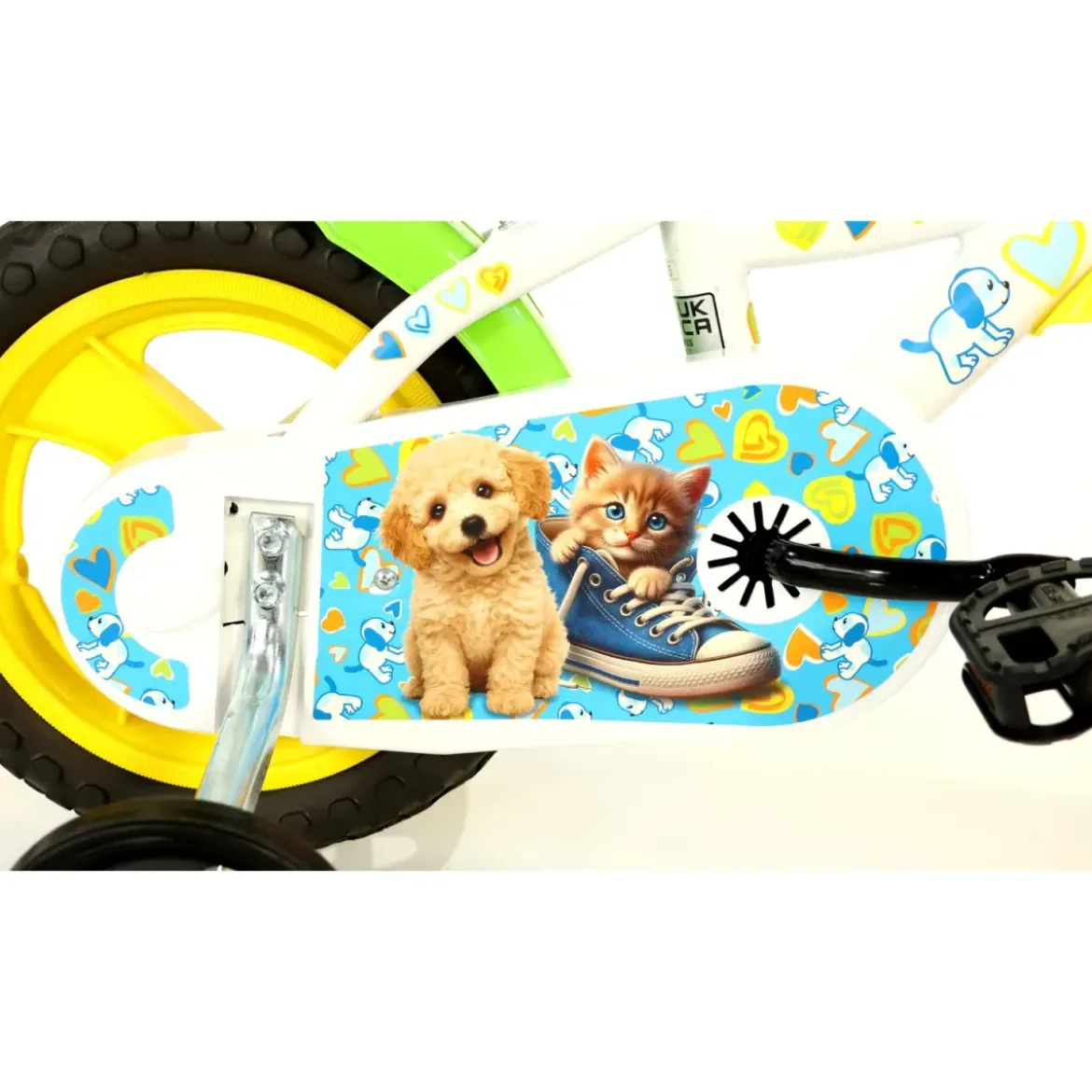 Bicicletta Rotelle per Bambini 12" Furry Fun Bianco Porta Borraccia