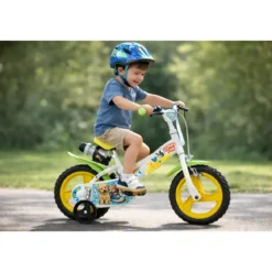 Bicicletta Rotelle per Bambini 12" Furry Fun Bianco Porta Borraccia