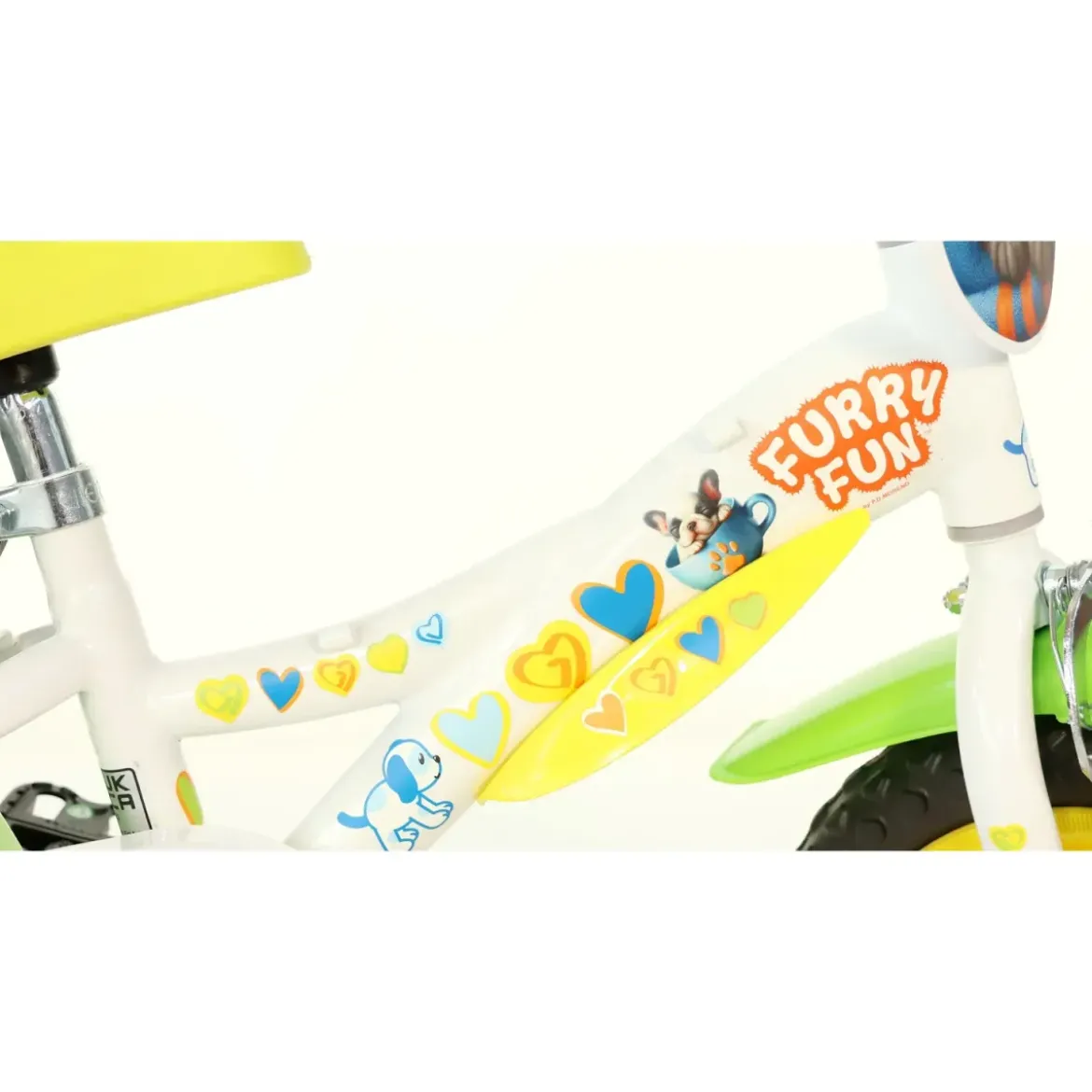 Bicicletta Rotelle per Bambini 12" Furry Fun Bianco Porta Borraccia