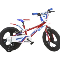 Bicicletta Rotelle per Bambini 16" Gomme Gonfiabili 2 Freni Blu Rosso