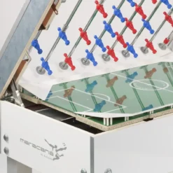 Biliardino Calcio Balilla con Aste Uscenti Bianco Regolabile Gettoniera