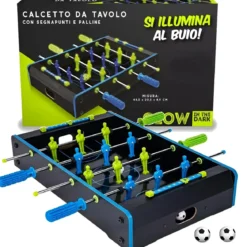 Biliardino da Tavolo con Palline Fluo Mini Calcetto Calciobalilla