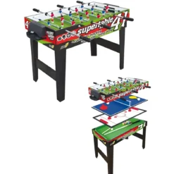 Biliardino Tavolo 4in1 Mini Calcetto Biliardo Ping Pong Hockey Aste Telescopiche