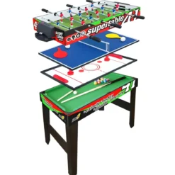 Biliardino Tavolo 4in1 Mini Calcetto Biliardo Ping Pong Hockey Aste Telescopiche