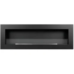Biocamino da Parete 1,25L 120x40 cm Nero Acciaio Vetro Temperato 3kW