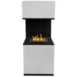 Biocamino da Pavimento con Bruciatore 1,2L Bianco 3,2kW Acciaio Inox