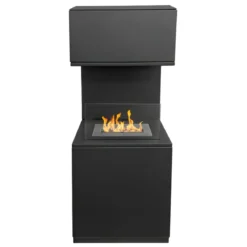 Biocamino da Pavimento con Bruciatore 1,2L Nero 3,2kW Acciaio Inox