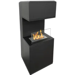 Biocamino da Pavimento con Bruciatore 1,2L Nero 3,2kW Acciaio Inox