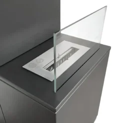 Biocamino da Pavimento con Bruciatore 1,2L Nero 3,2kW Acciaio Inox