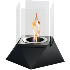 Biocamino da Tavolo Nero Fiamma a Spirale Coperchio Spegnifiamma