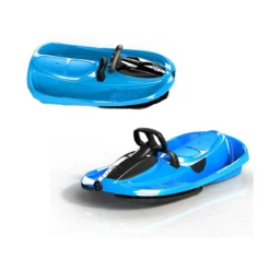 Bob Biposto Stratos Blu con Volante e Freno a Molla Slittino Neve Max 120kg