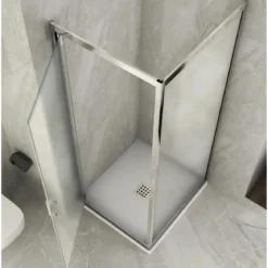Box Doccia Angolare 1 Anta Fissa Anta Battente 2 Lati Opaco Vetro 6mm Cristallo