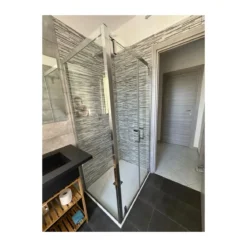 Box Doccia Angolare 2 Ante Battente Saloon Parete Fissa Vetro 6 mm in Cristallo