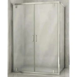 Box Doccia Angolare 2 Lati Ante Saloon Battente Parete Fissa Vetro 6 mm Opaco