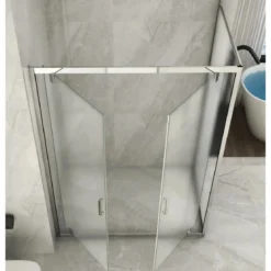 Box Doccia Angolare 2 Lati Ante Saloon Battente Parete Fissa Vetro 6 mm Opaco