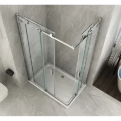 Box Doccia Angolare 8 mm 2 Lati Porte Scorrevole 70 x 80 90 100 120 in Cristallo