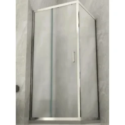Box Doccia Angolare 6mm Opaco Anta Fissa Porta Scorrevole Anticalcare Cristallo