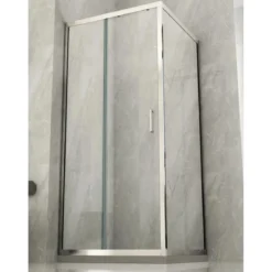 Box Doccia Angolare 6 mm 1 Parete Anta Fissa 1 Porta Scorrevole Cabina Cristallo