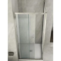 Box Doccia Angolare 6 mm 1 Parete Anta Fissa 1 Porta Scorrevole Cabina Cristallo