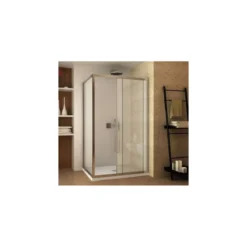 Box Doccia Angolare 6 mm 1 Parete Anta Fissa 1 Porta Scorrevole Cabina Cristallo