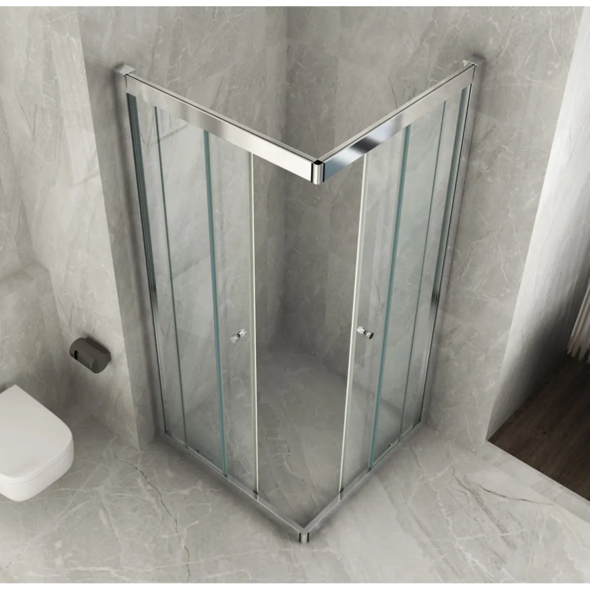 Box Doccia Angolare 70x90 100 120 80x100 120 2 Ante Scorrevole in Cristallo