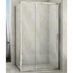 Box Doccia 1 Anta Fissa Battente 2 Lati Parete Vetro 6mm Cristallo Trasparente