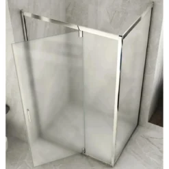 Box Doccia Anta Fissa Battente 2 Lati Angolare Parete Vetro 6mm Cristallo Opaco