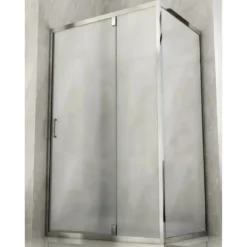 Box Doccia Anta Fissa Battente 2 Lati Angolare Parete Vetro 6mm Cristallo Opaco