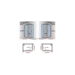 Box Doccia Cristallo 6 mm Vetro Angolo 2 Lati Scorrevole Quadrato Rettangolare
