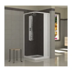 Box Doccia in PVC 1 Porta a Soffietto Angolare 2 Lati Apertura a Parete Angolo