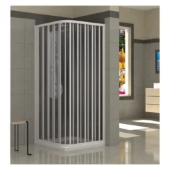 Box Doccia in PVC 1 Porta a Soffietto Angolare 2 Lati Apertura a Parete Angolo