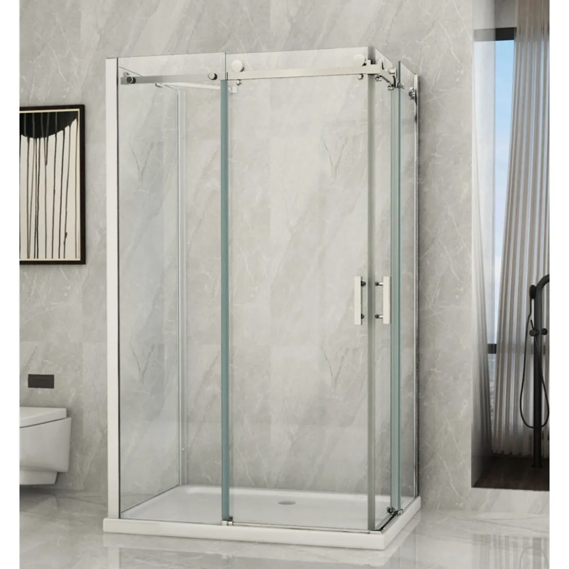 Box Doccia 3 Lati 2 Porte Scorrevoli 70 80 90 100 120 e 1 Parete Fissa Cristallo