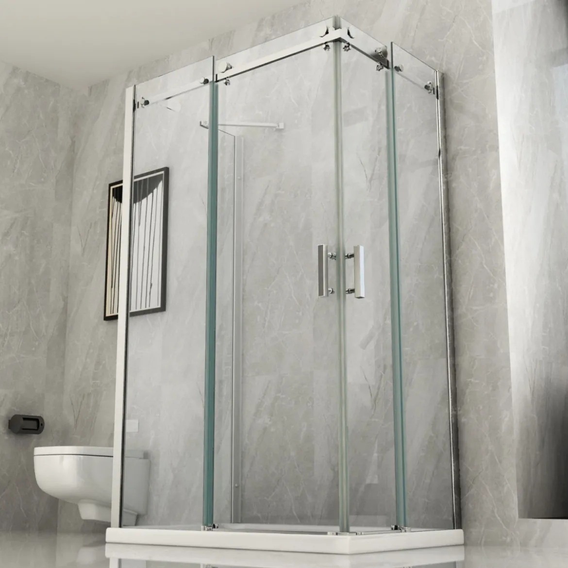 Box Doccia 3 Lati 2 Porte Scorrevoli 70 80 90 100 120 e 1 Parete Fissa Cristallo
