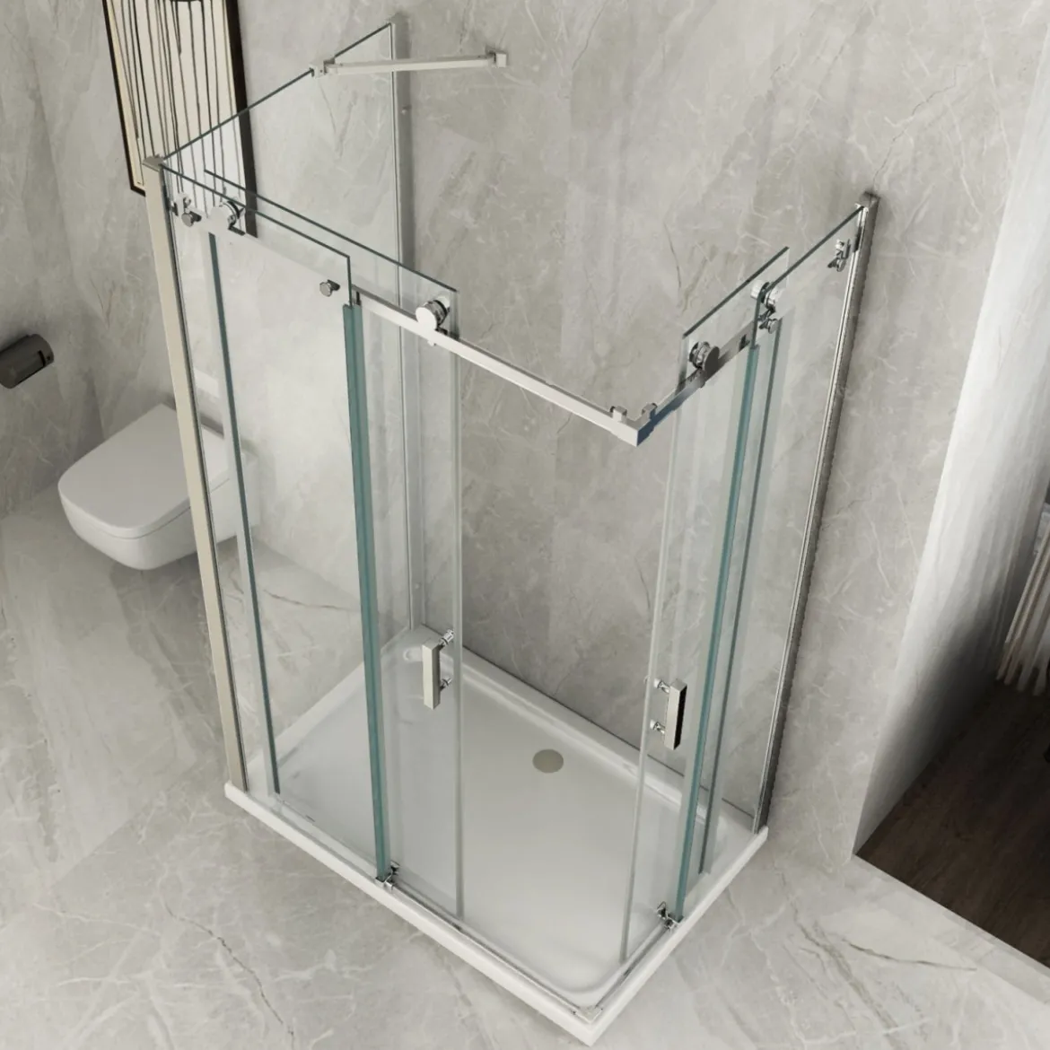 Box Doccia 3 Lati 2 Porte Scorrevoli 70 80 90 100 120 e 1 Parete Fissa Cristallo