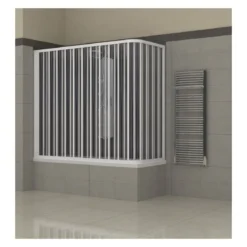 Box doccia per Vasca a Soffietto in PVC Angolare 2 Lati Sopravasca Pieghevole